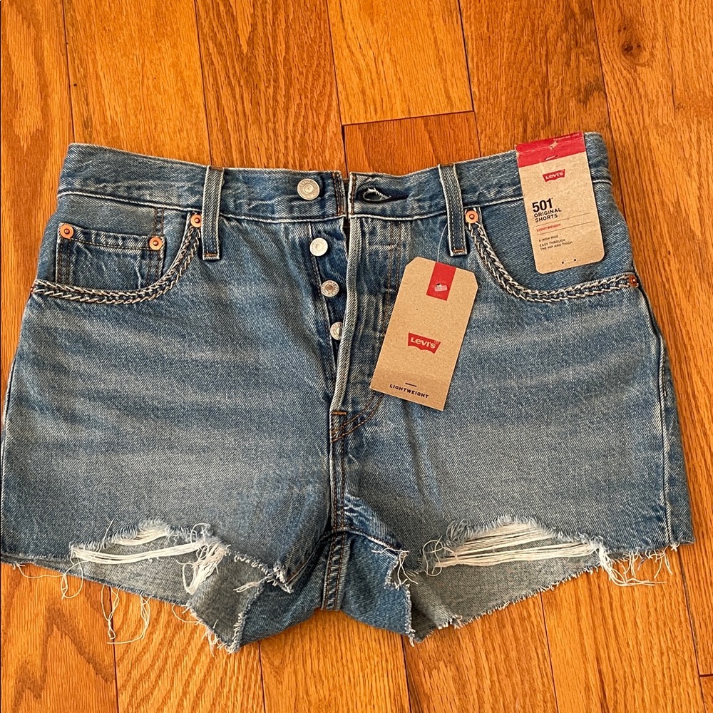 Levi's Women's 501 sz 29 Classic Blue Jean Shorts cute stitching detail
